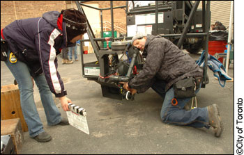 Film crew sets up a scene in Toronto.