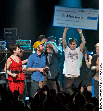 Said the Whale accepts the prize for 2nd place at the Peak Performance Project in 2010