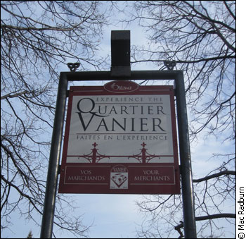 A Quartier Vanier sign installed by the area's BIA.