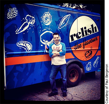 Paul Bergeron stands in front of his truck "Relish"