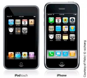 As seen above, the iPod and the iPhone are very similar, however the iPod cannot make calls.  