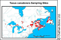 A map of Eastern North America shows the sampling sites in red. 