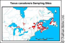 A map of Eastern North America shows the sampling sites in red.