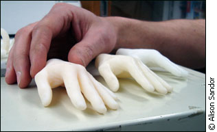 These hands were printed out by Carleton University's 3D printers